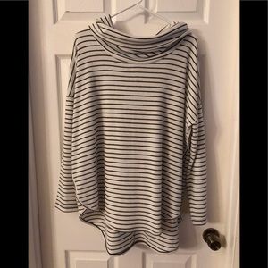 Lou N Grey Cowl Neck Stripe Shirt